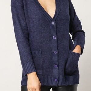 GAP Women's Navy V-Neck Cardigan Sweater